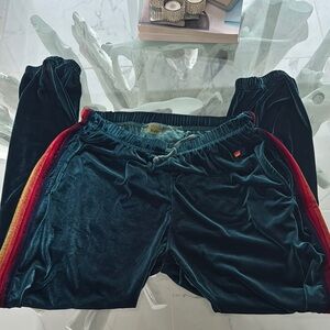 SOLD Aviator Nation Green  Unisex Velvet Sweatpants With Pockets XL